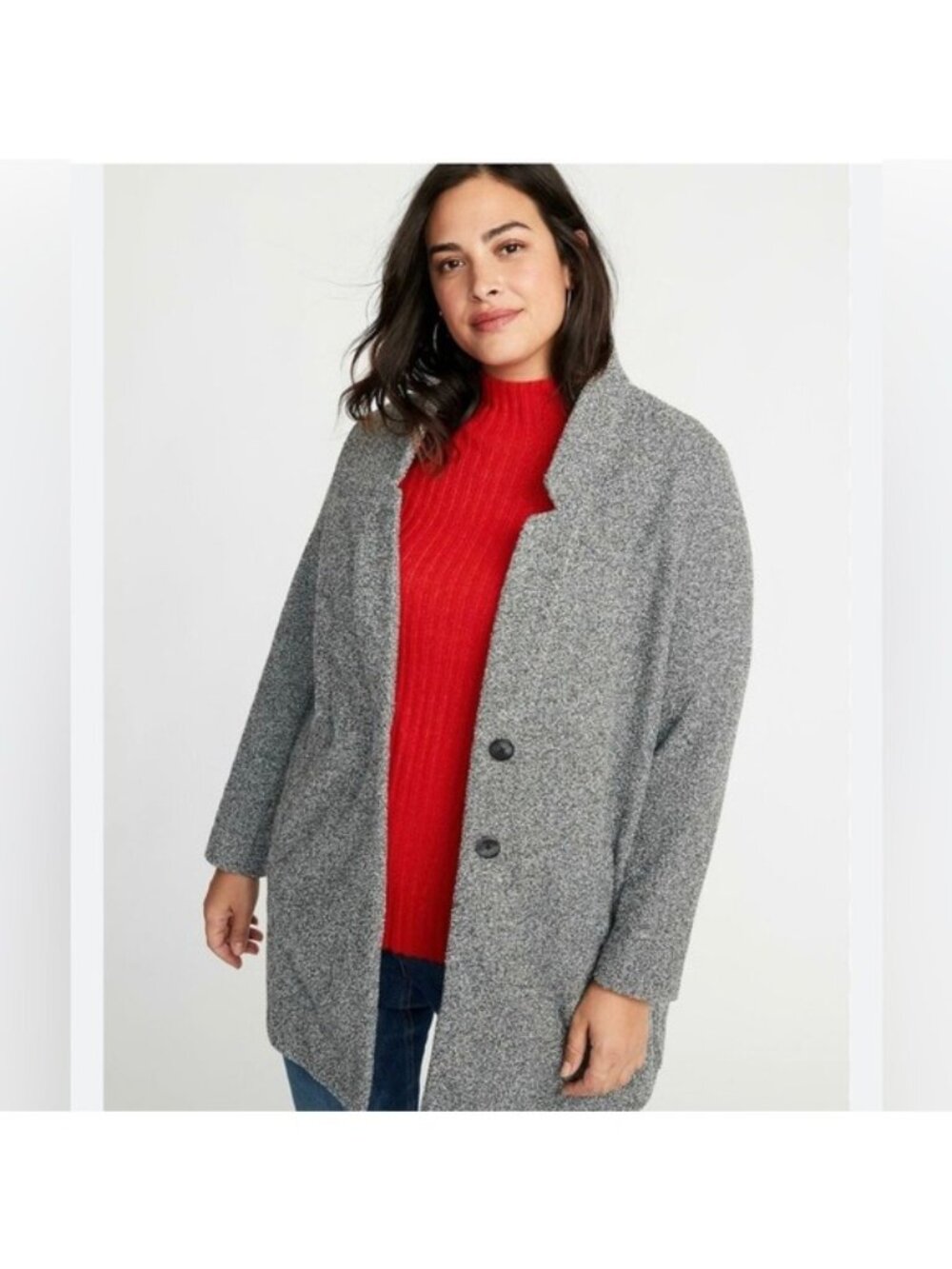 Old Navy Womens Textured Gray Coat With Two-Button‎ Front Closure XS